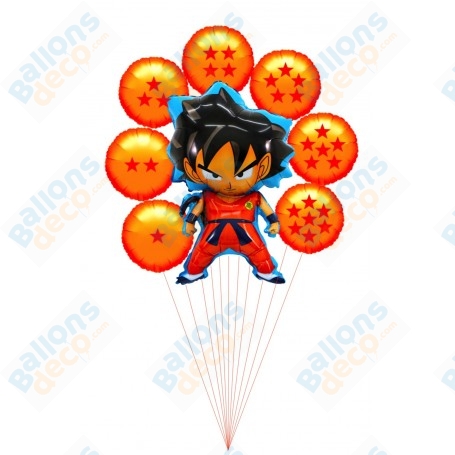 Ballons Dragon Ball Z Boules de Cristal Goku en Grappe, Décorations ballons pour anniversaire manga japonais.
