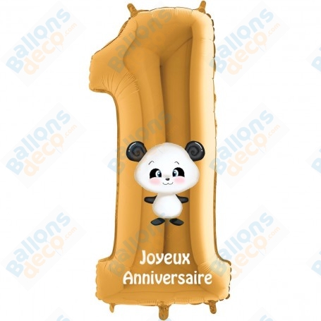 Ballon Panda le monde des Titounis Chiffre un Or Anniversaire