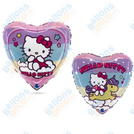 Ballon Hello Kitty Coeur Arc-en-ciel, Décoration Anniversaire