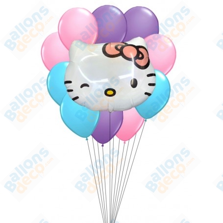 Ballons Tête Hello Kitty en Grappe, Anniversaire Kawaii
