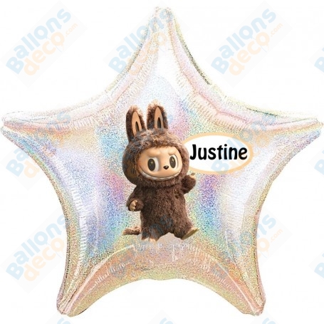 Ballon Labubu Marron Personnalisable sur 1 face, décoration, anniversaire Kawaii, The Monsters