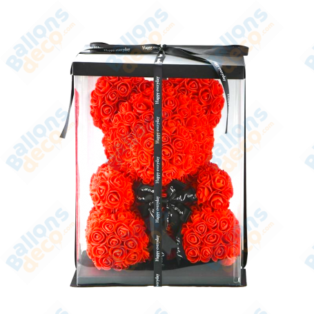 Ourson de Roses Rouges Avec boite de 40 cm, Idée cadeau St-Valentin