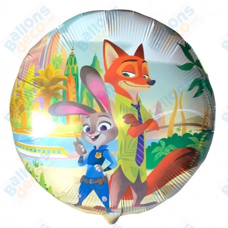 Ballon Zootopie Judy et Nick Dessin, décoration ballons anniversaire.