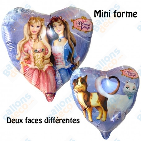 Ballon Barbie et Chats Coeur Deux Faces Mini Air, décoration ballons Barbie