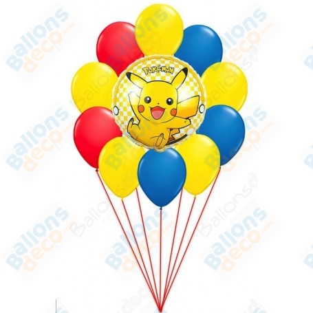 Ballons Pokémon Happy Birthday en Grappe