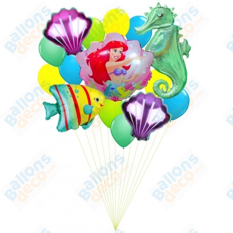 Ballons Ariel La Petite Sirène Univers De La Mer En Grappe Disney, Décorations ballons pour anniversaire.