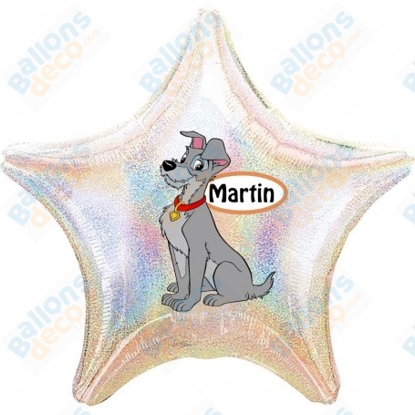 Ballon Le Clochard Personnalisable de 85 cm, La belle et le clochard Disney décoration anniversaire 1 face