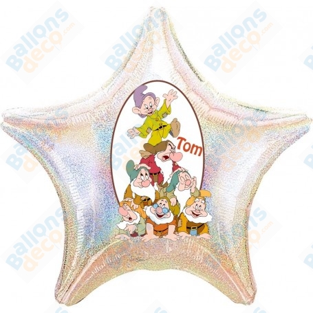 Ballon Les 7 Nains Blanche Neige Disney Personnalisable 1 face, décoration ballons anniversaire.