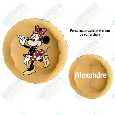 Ballon Minnie avec Noeud Rouge avec Prénom, Décoration Ballons Anniversaire.
