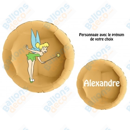 Ballon La Fée Clochette Baguette avec Prénom, décoration ballon Disney