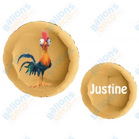 Ballon Hei Hei Coq de Vaiana Avec Prénom, Ballon Anniversaire Disney