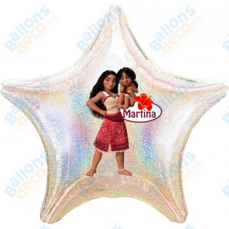 Ballon Vaiana 2 et Simea Hibiscus Personnalisable 1 face, décoration ballons Anniversaire Disney.