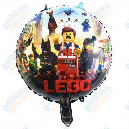 Ballon LEGO Film Rond 45 cm, décoration ballon anniversaire, jeux de construction LEGO, Briques de couleurs.