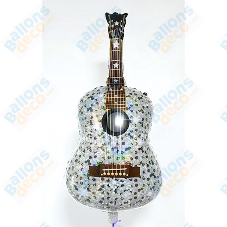 Ballon Guitare Argent Holographique, décoration ballon Anniversaire, Taylor Swift, Musique