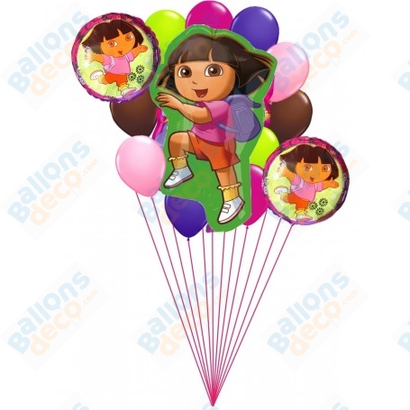 Ballons Dora l'exploratrice en Grappe, Décorations ballons pour anniversaire.