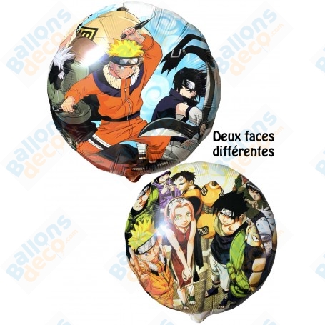 Ballon Naruto et ses Amis 2 Faces différentes, décoration ballon anniversaire, Série Manga, Kawaii.