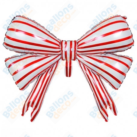 Ballon Ruban de Noël Rouge et Blanc, décoration ballon de Noël, Vitrine de magasin.