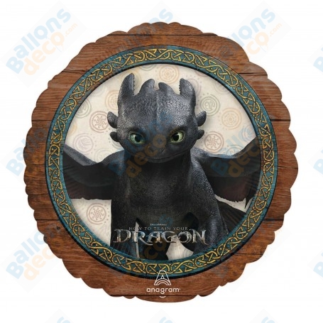 Ballon Dragon Noir Krokmou Rond Anagram, Décorations ballons pour anniversaire.