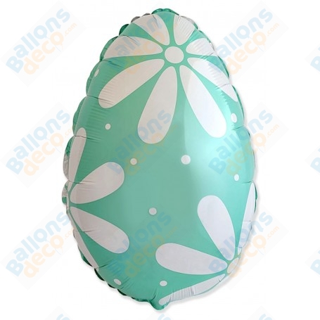 Ballon Oeuf Vert Pastel de Pâques Fleurs Flexmetal, Décoration avec des ballons pour Pâques, Naissances.