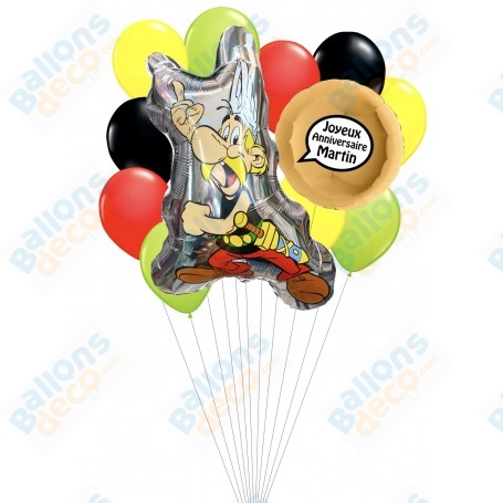 Ballons Astérix en Grappe Avec Prénom Anniversaire, Décorations ballons pour anniversaire.