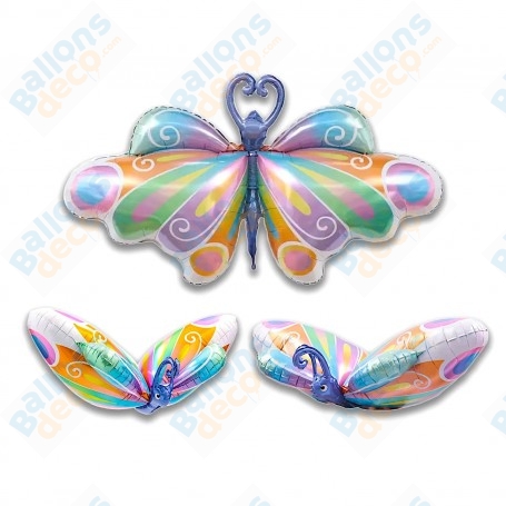 Ballon Papillon Arc-en-ciel 3D, décoration ballon anniversaire, animaux féérique.