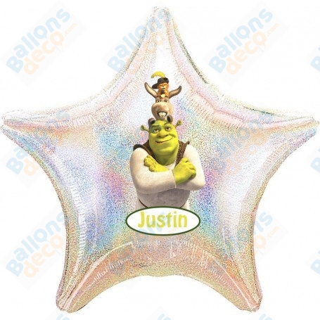 Ballon Shrek, L'âne et le chat Potté personnalisable 1 face, Décorations ballons pour anniversaire.