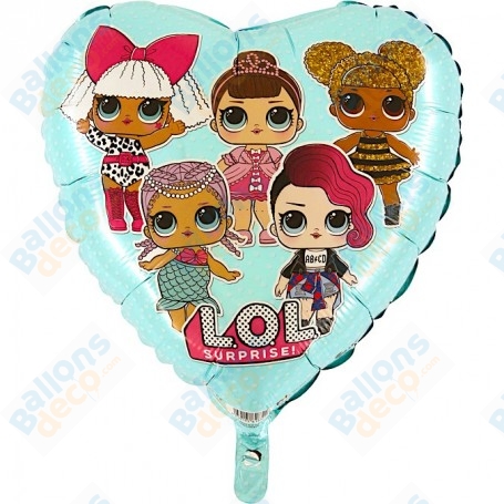 Ballon Poupées LOL Coeur Bleu Pastel