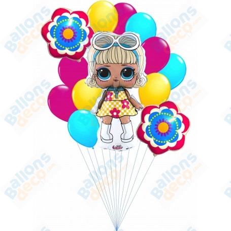 Ballons Poupée LOL Sixtees Fleurs en Grappe