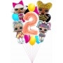 Ballons Poupées Lol en Grappe Avec Chiffre 2 Rose Gold Anniversaire