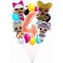 Ballons Poupées Lol en Grappe Avec Chiffre 4 Rose Gold Anniversaire