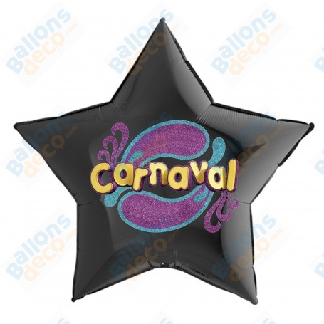 Ballons Étoiles Noir Carnaval de Couleurs 86 cm, décoration ballon pour le carnaval, Nice, Rio, Décoration Anniversaire.