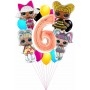 Ballons Poupées Lol en Grappe Avec Chiffre 6 Rose Gold Anniversaire