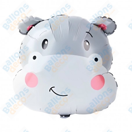 Ballon Marco l'Hippopotame Gris, Décorations ballons pour anniversaire, décoration ballons Afrique, safari.
