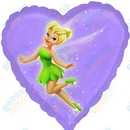 Ballon La Fée Clochette Coeur Lilas Disney, Décorations ballons pour anniversaire.