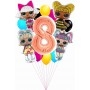 Ballons Poupées Lol en Grappe Avec Chiffre 8 Rose Gold Anniversaire