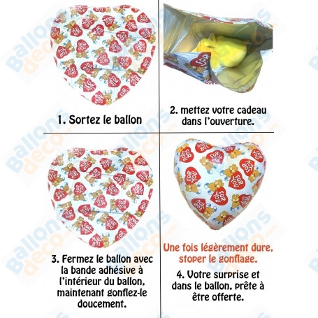 Ballon Coeur pour Mettre un Cadeau à L'intérieur, pochette surprise originale, Décorations ballons pour anniversaire.