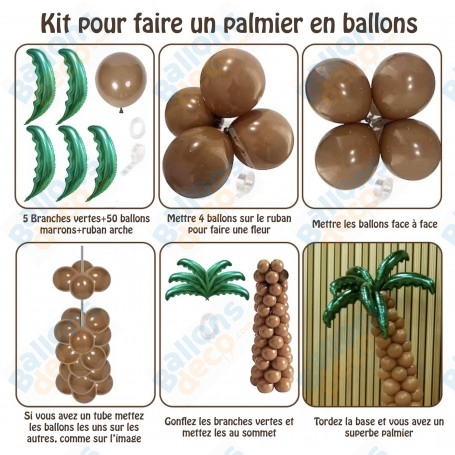 Ballons Palmier kit de Réalisation Complet, décoration ballon Anniversaire Tropicale.