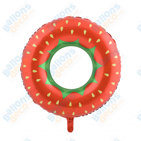 Ballon Fraise Rouge en Forme Donut, décoration ballon anniversaire et fruits, Charlotte aux fraises.