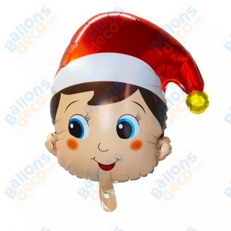 Ballon Tête de Lutin Farceur de Noël, Décorations ballons pour Vitrine ou magasin pour Noël.