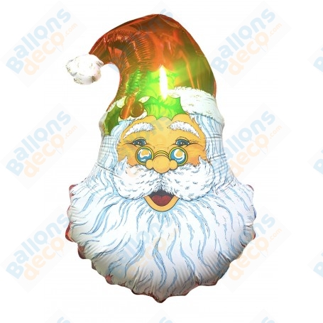 Ballon Tête de Père Noël Avec Houx Vintage, Décorations ballons pour une belle vitrine de Noël.