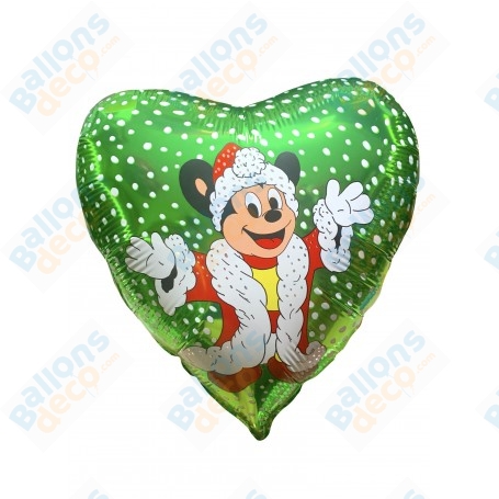 Ballon Mighty Mouse Noël Coeur Vert, décorations ballon de Noël.