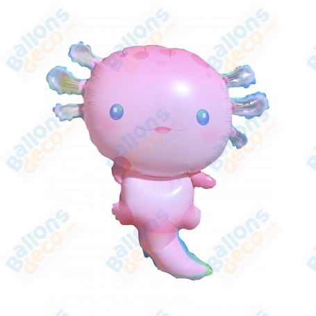 Ballon Axolotl Rose Transparent, Décorations ballons pour anniversaire et animaux aquatique.