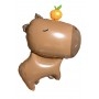 Ballon Capybara avec une Orange, Décorations ballons pour anniversaire ou animaux d'Amérique du Sud.