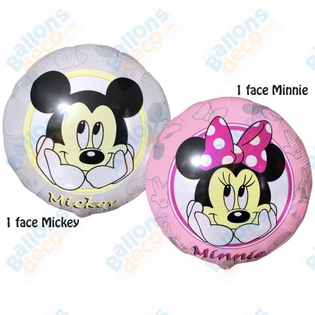 Ballon Mickey et Minni Rose et Gris deux faces, Décorations ballons pour anniversaire Disney.