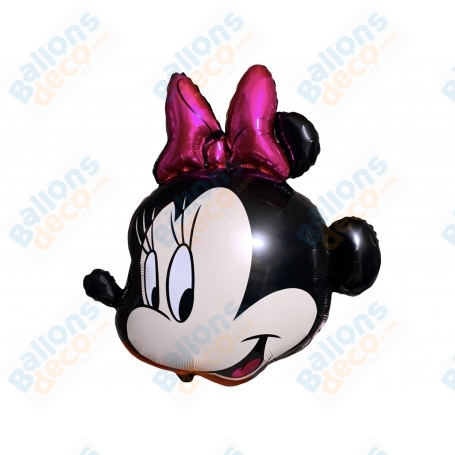 Ballon Tête de Minnie Profil Noeud Rose, Décorations ballons pour anniversaire Disney.