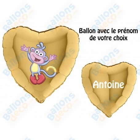 Ballon Babouche le singe de Dora L'exploratrice avec le Prénom, Décorations ballons pour anniversaire.