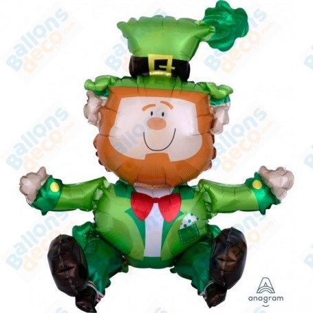 Ballon Lutin Roux Assis Saint Patrick, Décorations ballons pour fête Celtique.