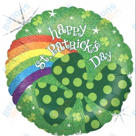 Ballon St-Patrick's Day Rond Holographique, Décorations ballons pour la Saint Patrick.
