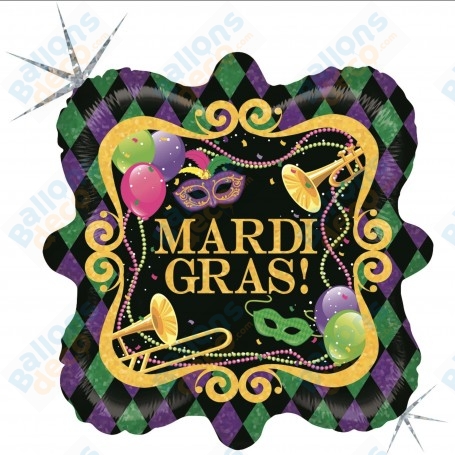 Ballon Mardi Gras Masques Holographique Grabo, Décorations ballons pour Carnaval.