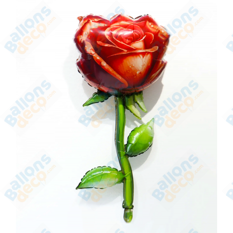 Ballon Rose Rouge Réaliste avec Feuilles , décorations Ballon Mariage, Saint Valentin.